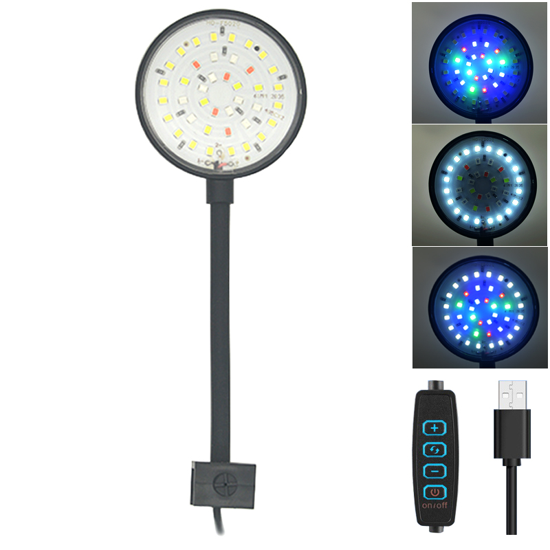 Marine Aquarium Mini - USB 水族館 LED ランプ水槽ライト装飾水生植物複数のモード調光可能な明度フルスペクトルミニクリップライト 5V