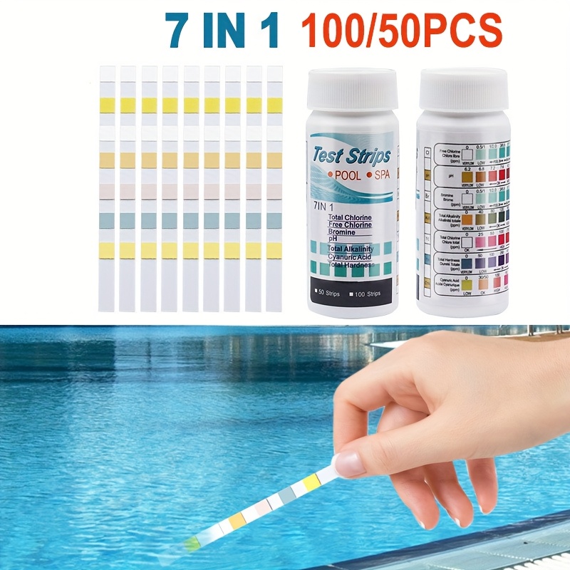 Marine Aquarium Water Testing - 7-in-1 50/100 個スイミングプール PH テストストリップ塩素値アルカリ度硬度テストストリップ PH