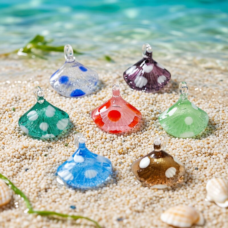 Marine Aquarium Mini - カラフルなミニ貝殻チャームガラスペンダントかわいい海洋生物の装飾品 DIY ジュエリー作成アクセサリー水族館の装飾用品