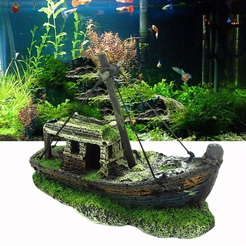 Aquarium Marina - 水族館の水槽風景難破船の装飾樹脂ボート飾り水族館アクセサリー装飾