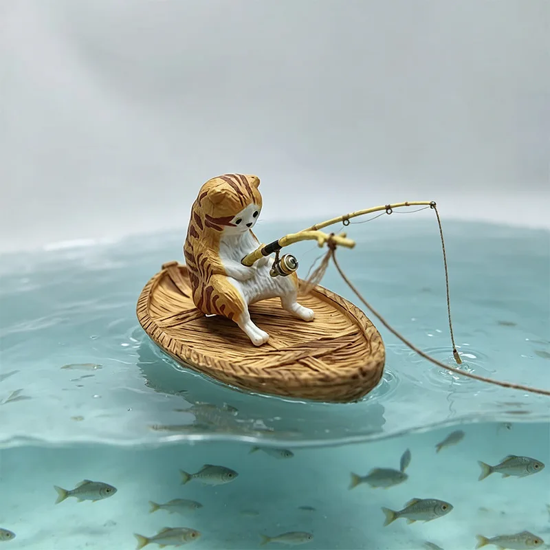 1 個クリエイティブ猫釣り船水族館の装飾品浮遊水面高品質樹脂 - Aquarium Marina のレビューと価格
