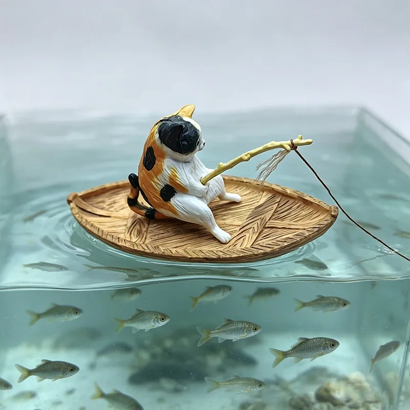 水槽の装飾品　クリエイティブな猫の釣り船　水槽飾り　樹脂製子 - Aquarium Marina のレビューと価格