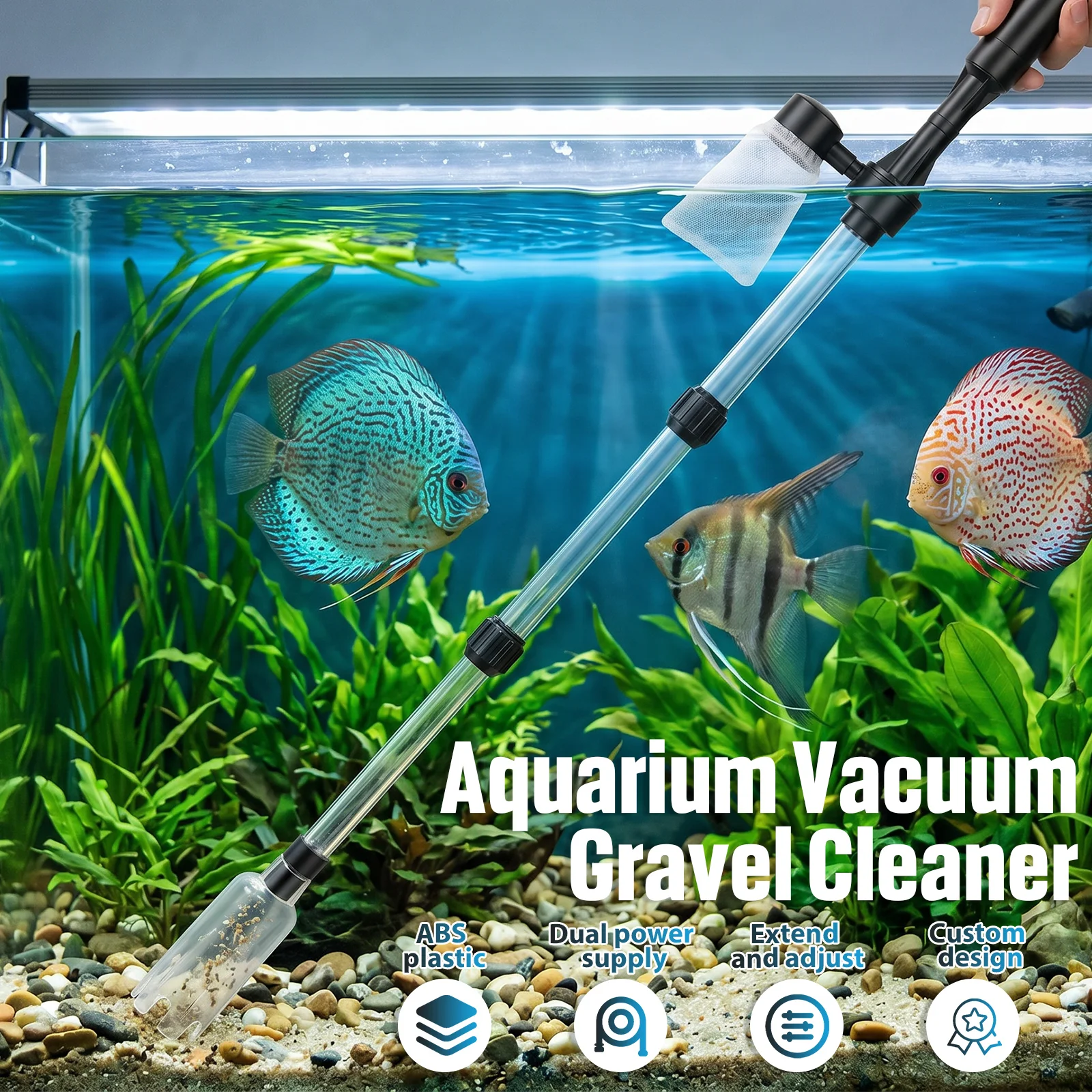 水槽掃除機 3in1 電動式砂吸い上げ機 水換え機能付き 魚 - Marine Aquarium Vacuum のレビューと価格
