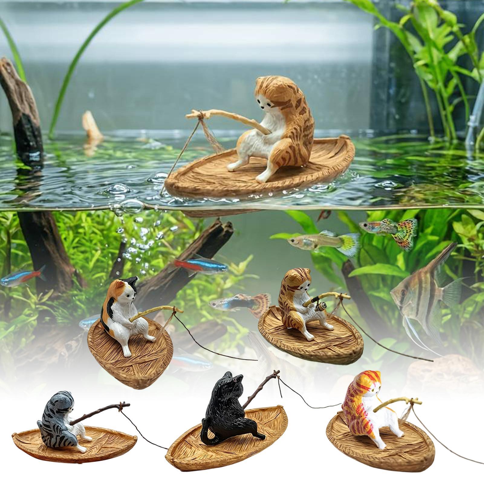 クリエイティブな猫釣り船水槽飾り高品質樹脂製耐久性のある水槽 - Aquarium Marina のレビューと価格