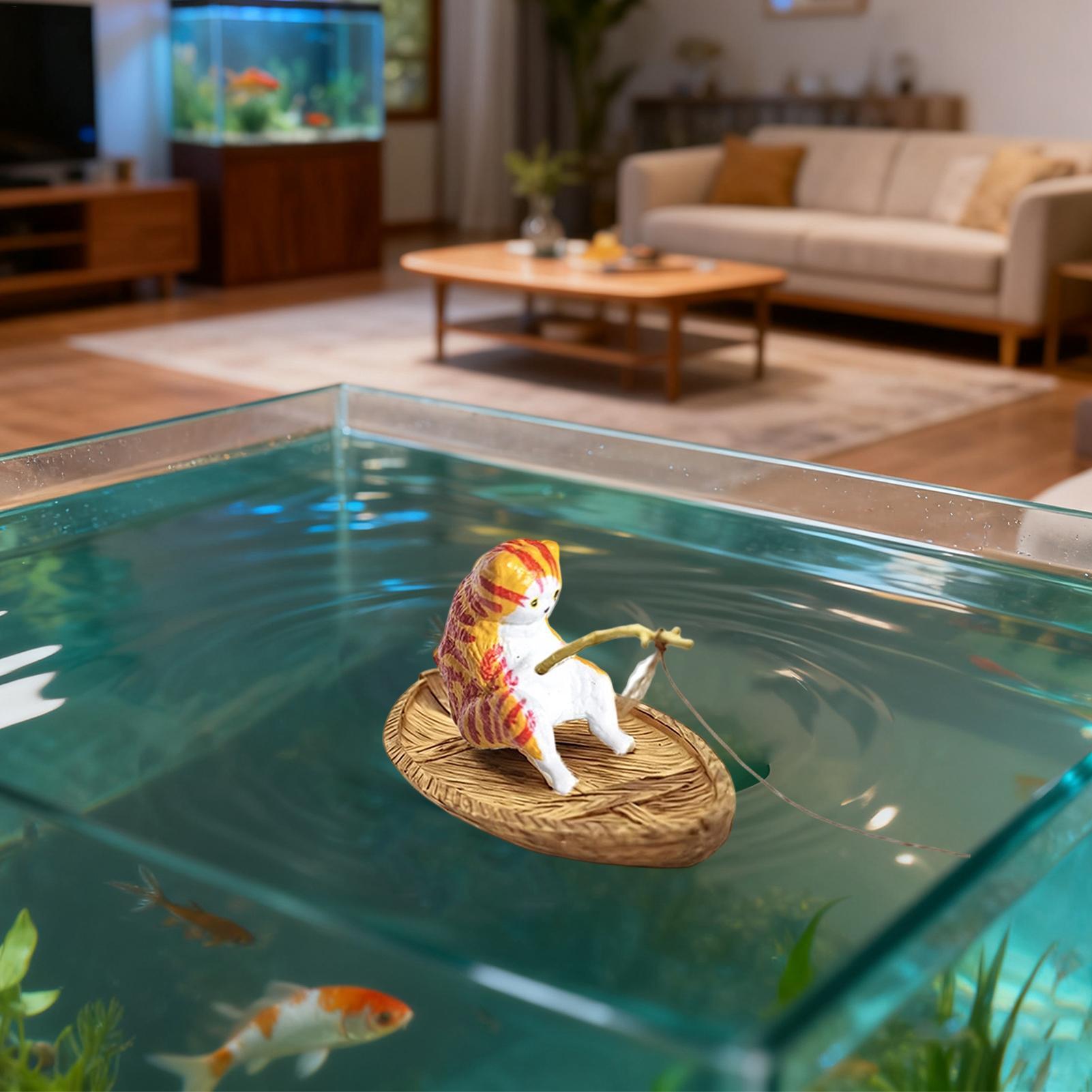 クリエイティブな猫釣り船水槽飾り高品質樹脂製耐久性のある水槽 - Aquarium Marina のレビューと価格