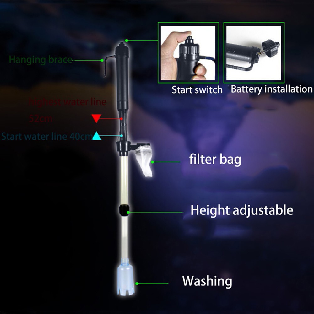 水槽用バッテリー式サイフォン式魚タンク掃除機砂利水フィルター - Marine Aquarium Vacuum のレビューと価格