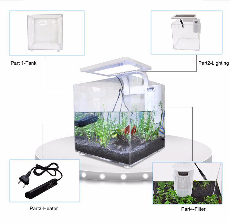 ミニアクリル水槽（25×25×25cm）照明・ろ過システム付 - Aquarium Marina のレビューと価格