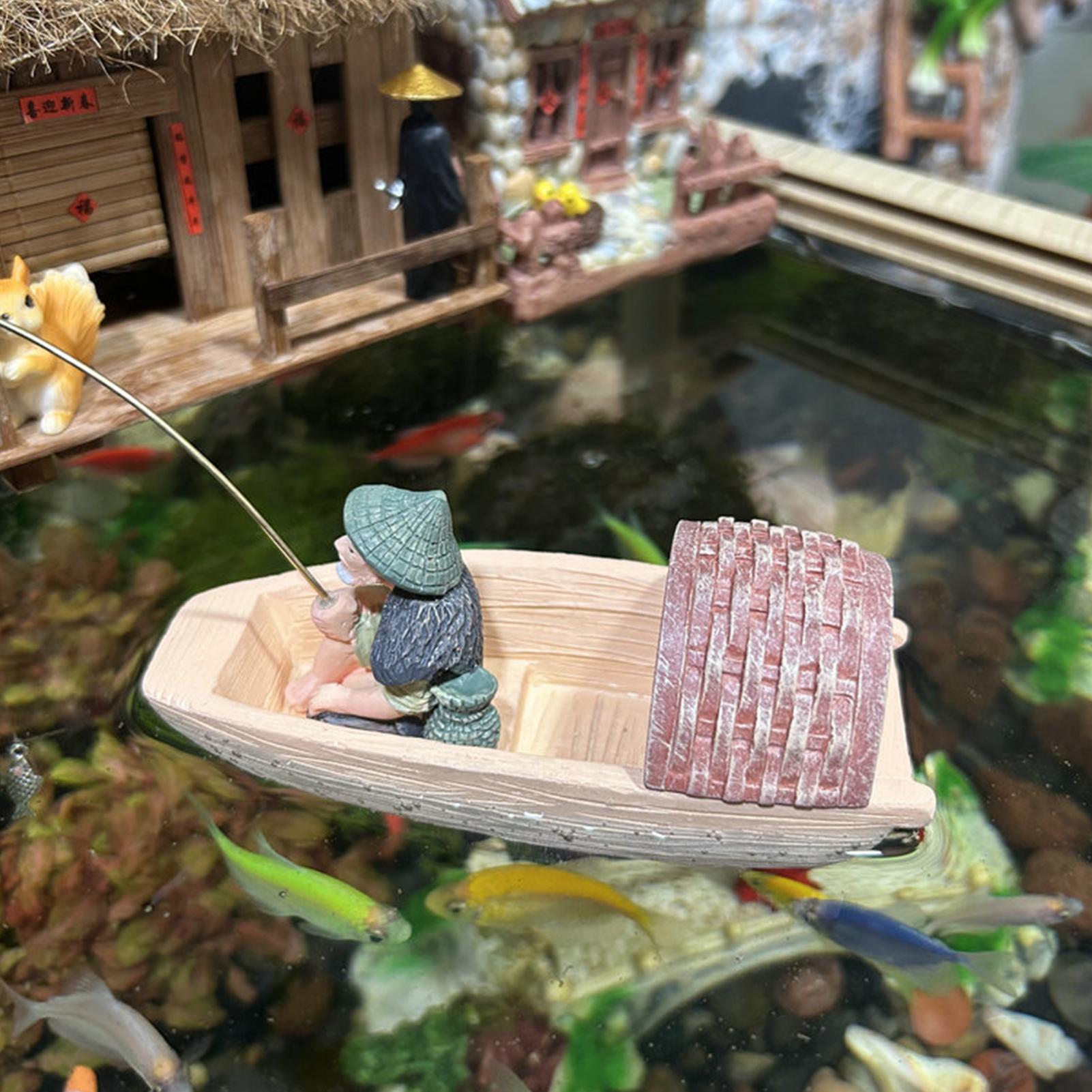 樹脂製フローティングフィッシャーマンボートオーナメントミニシ - Aquarium Marina のレビューと価格