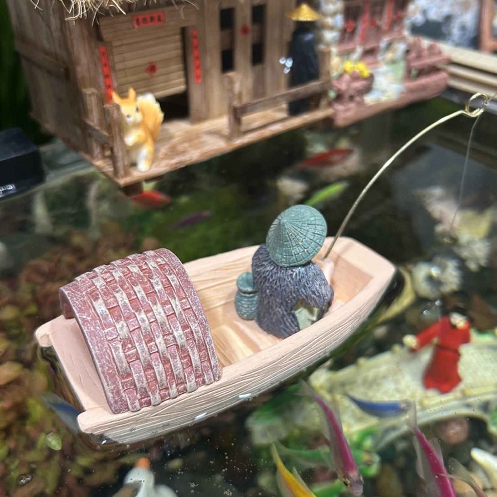 樹脂製フローティングフィッシャーマンボートオーナメントミニシ - Aquarium Marina のレビューと価格