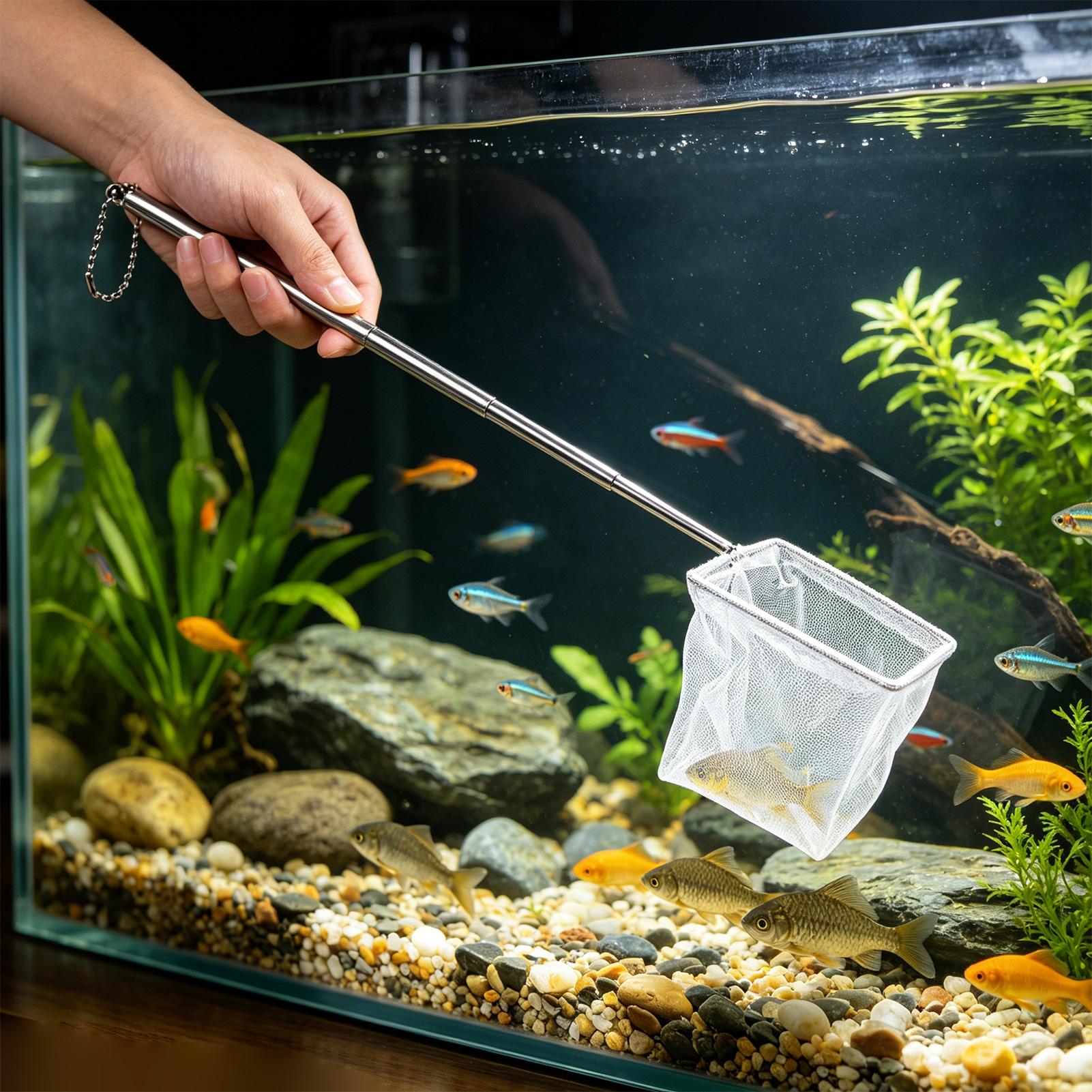 2 個の小さな魚網伸縮ハンドルステンレス鋼ランディングディッ - Aquarium Marina のレビューと価格